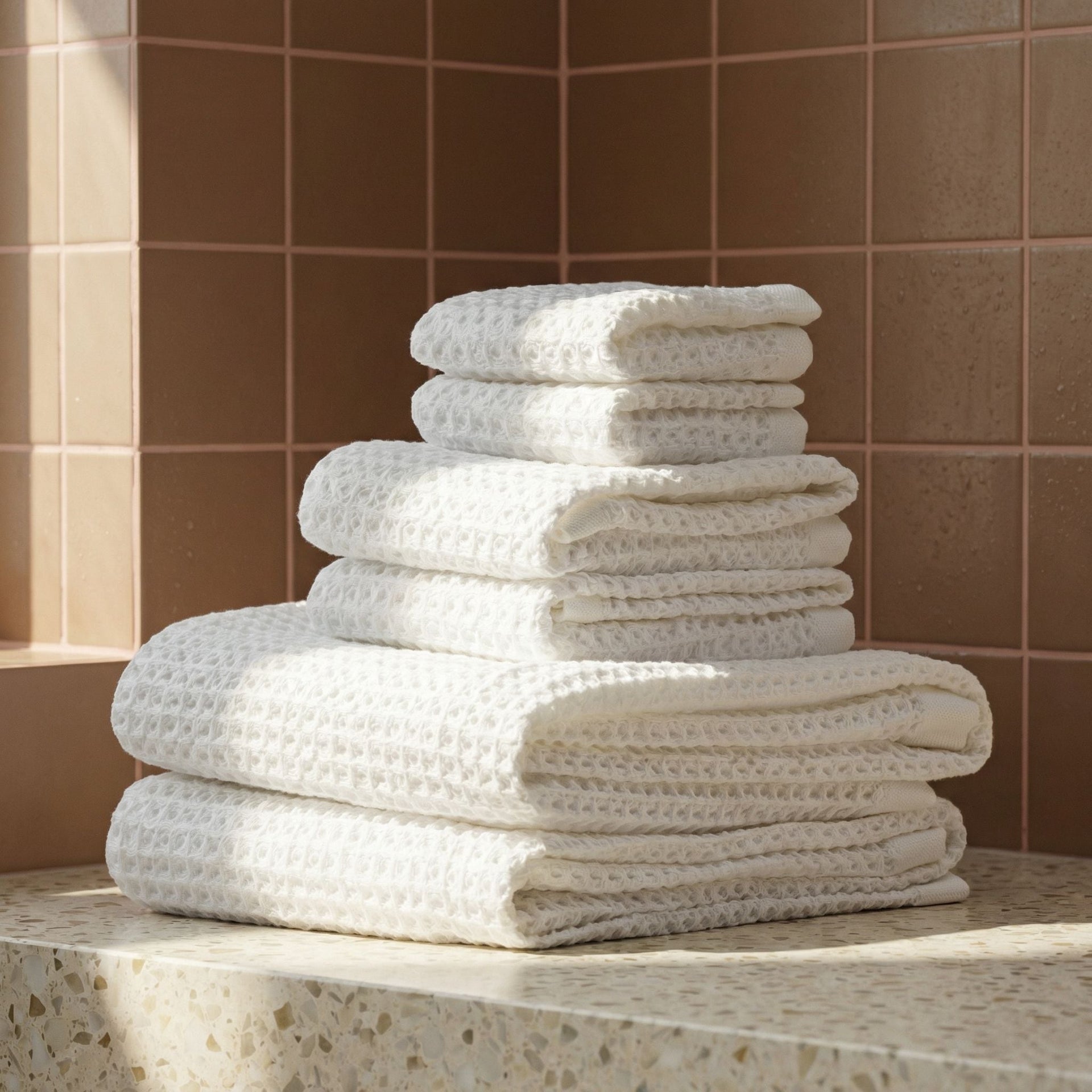 Sedona White Cotton Waffle Weave Bath Towel