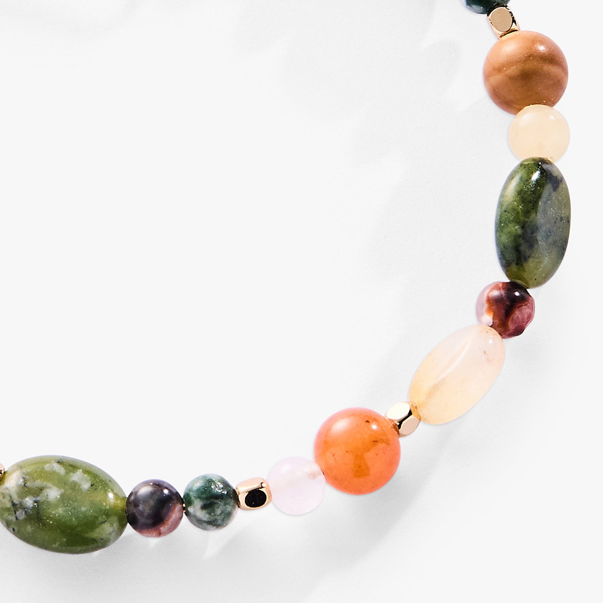 Nugget Gemstone Beaded Bangle with Red Aventurine and Jade