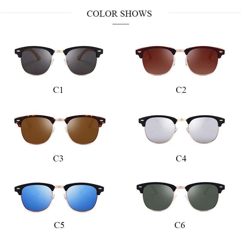 Semi-Rimless Polarized Driving Sunglasses for Men Business Style