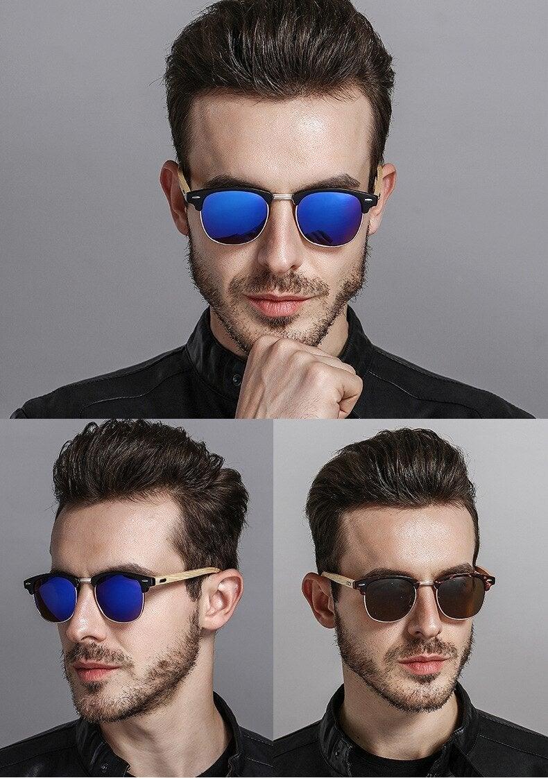 Semi-Rimless Polarized Driving Sunglasses for Men Business Style