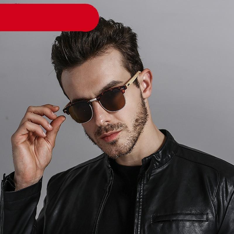 Men wearing semi-rimless polarized driving sunglasses in a business casual style