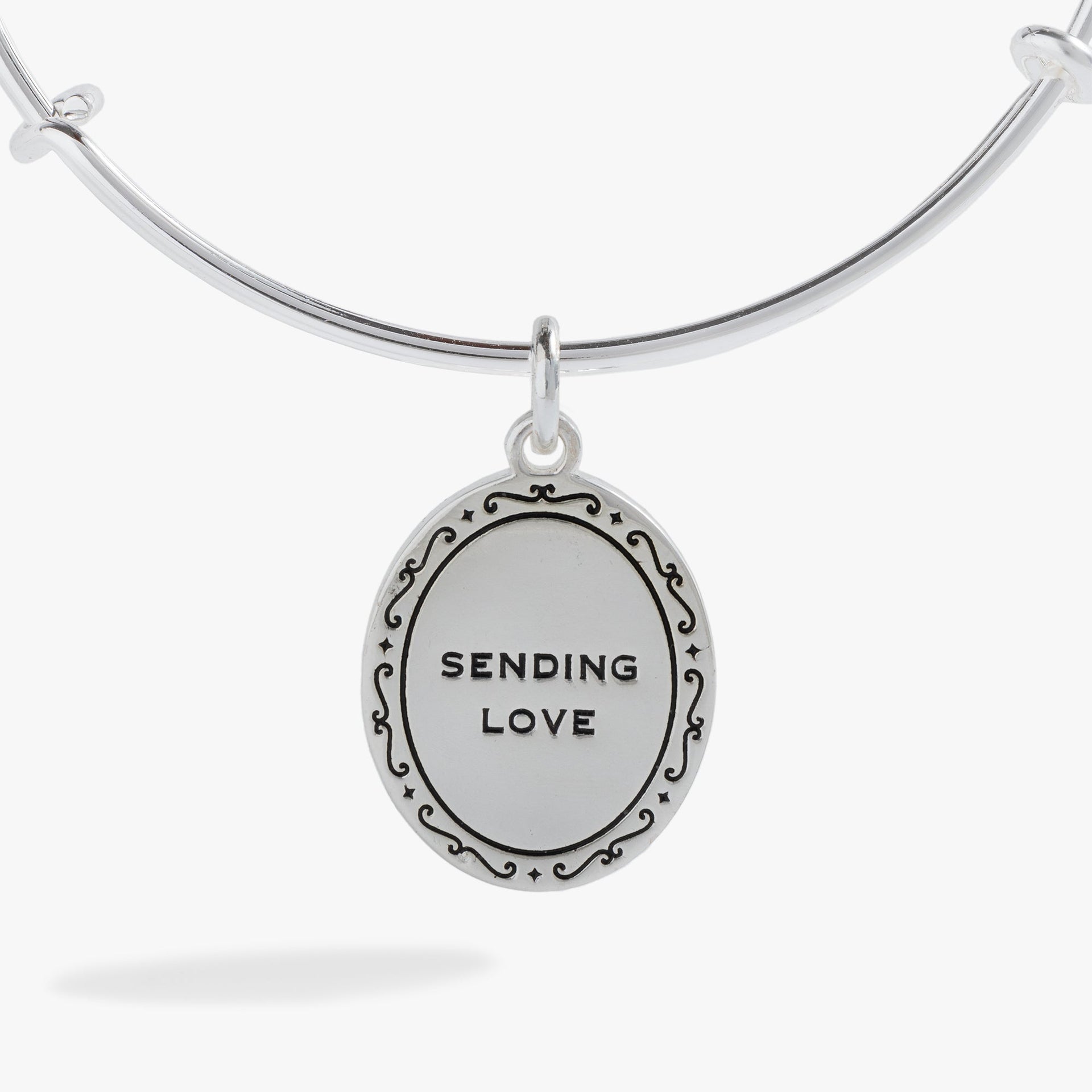 Sending Love Framed Flower Charm Bangle Bracelet