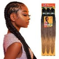 Close up of 58 inch Blush Pink Sensationnel X-Pression synthetic braiding hair extensions