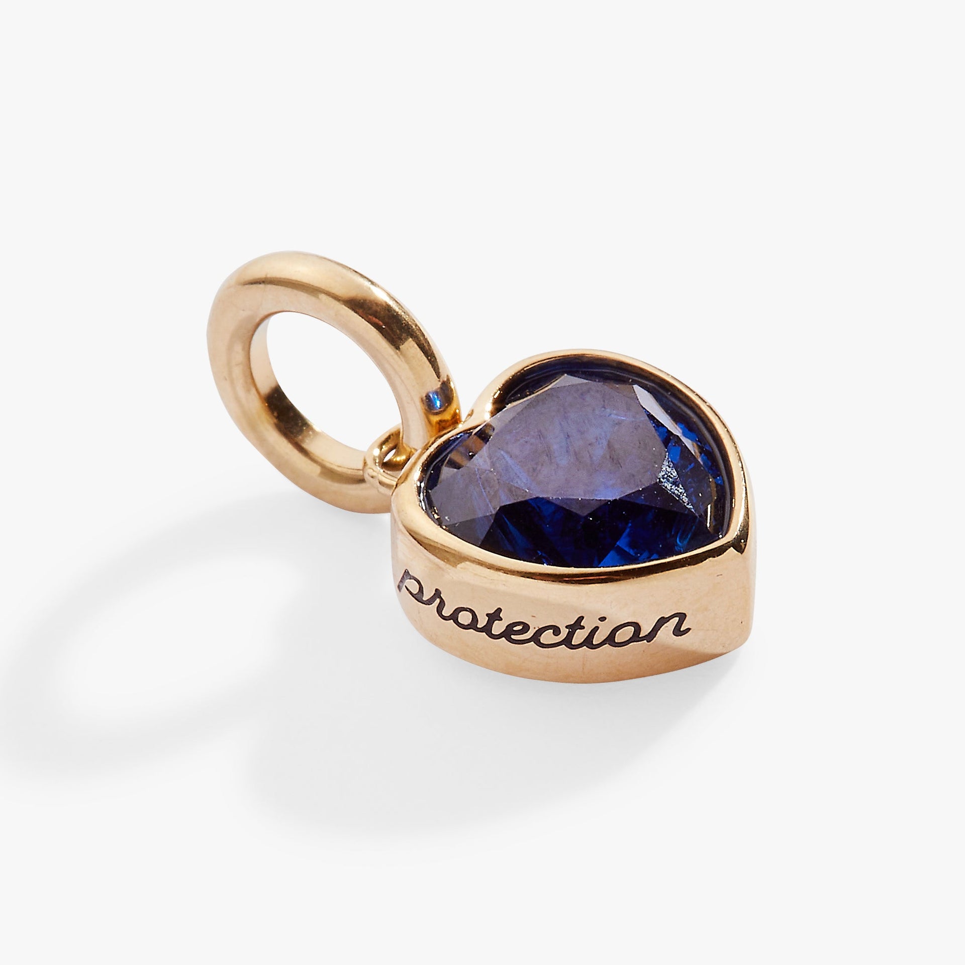 September Birthstone Heart Charm in Gold with Sapphire Blue Crystal