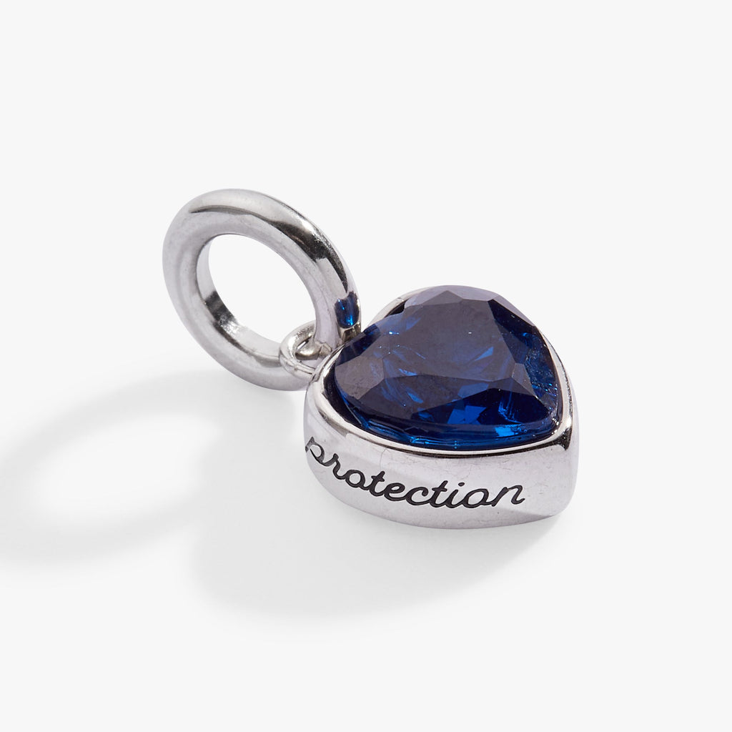 September Birthstone Heart Charm in Gold with Sapphire Blue Crystal