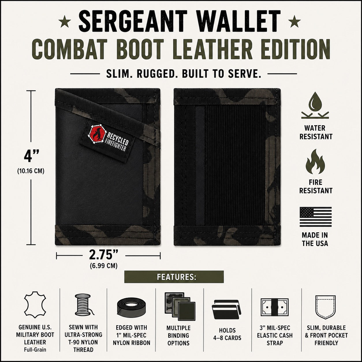 Sergeant Combat Boot Leather Minimalist Wallet