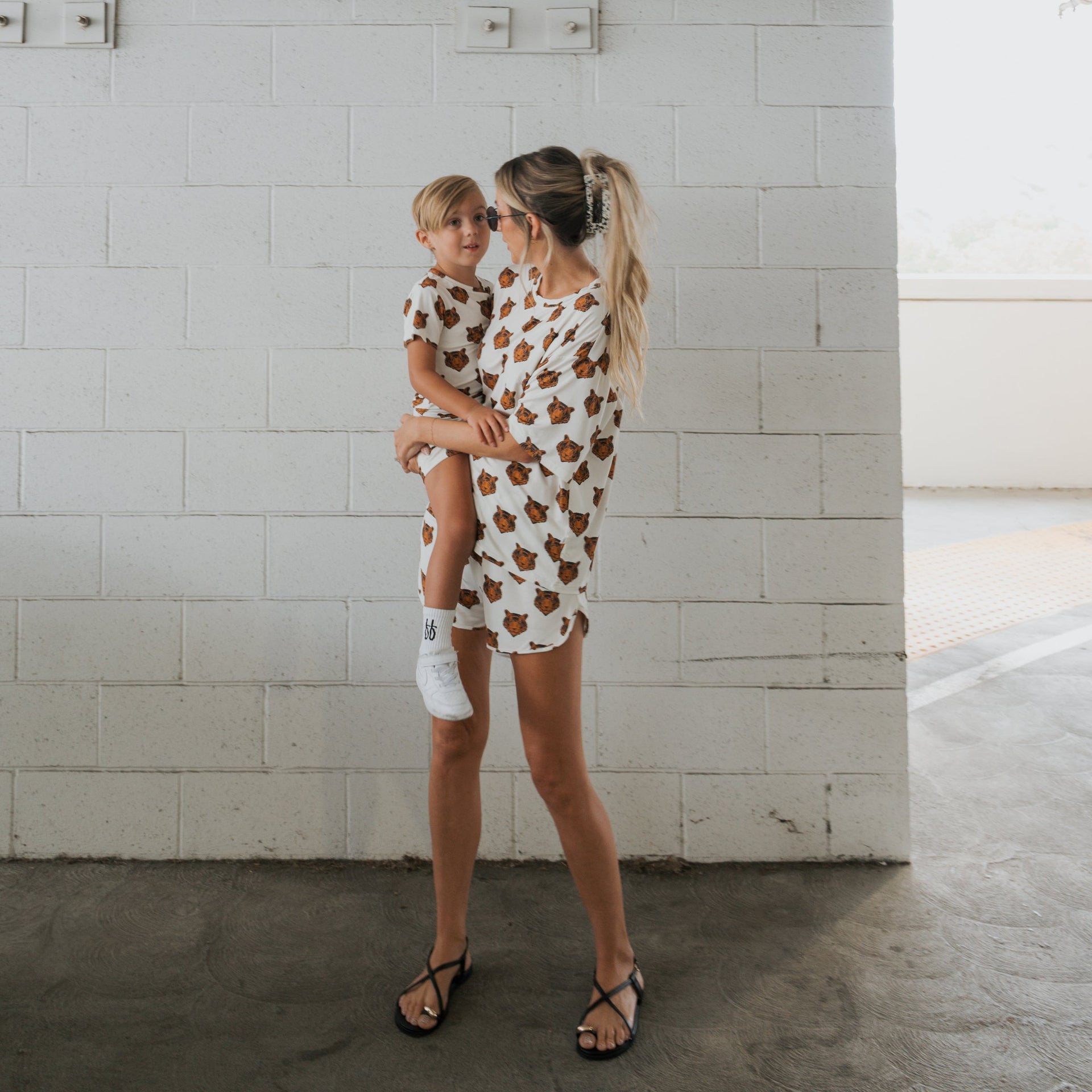 Tigers Print Bamboo Short Sleeve Biker Set for Kids