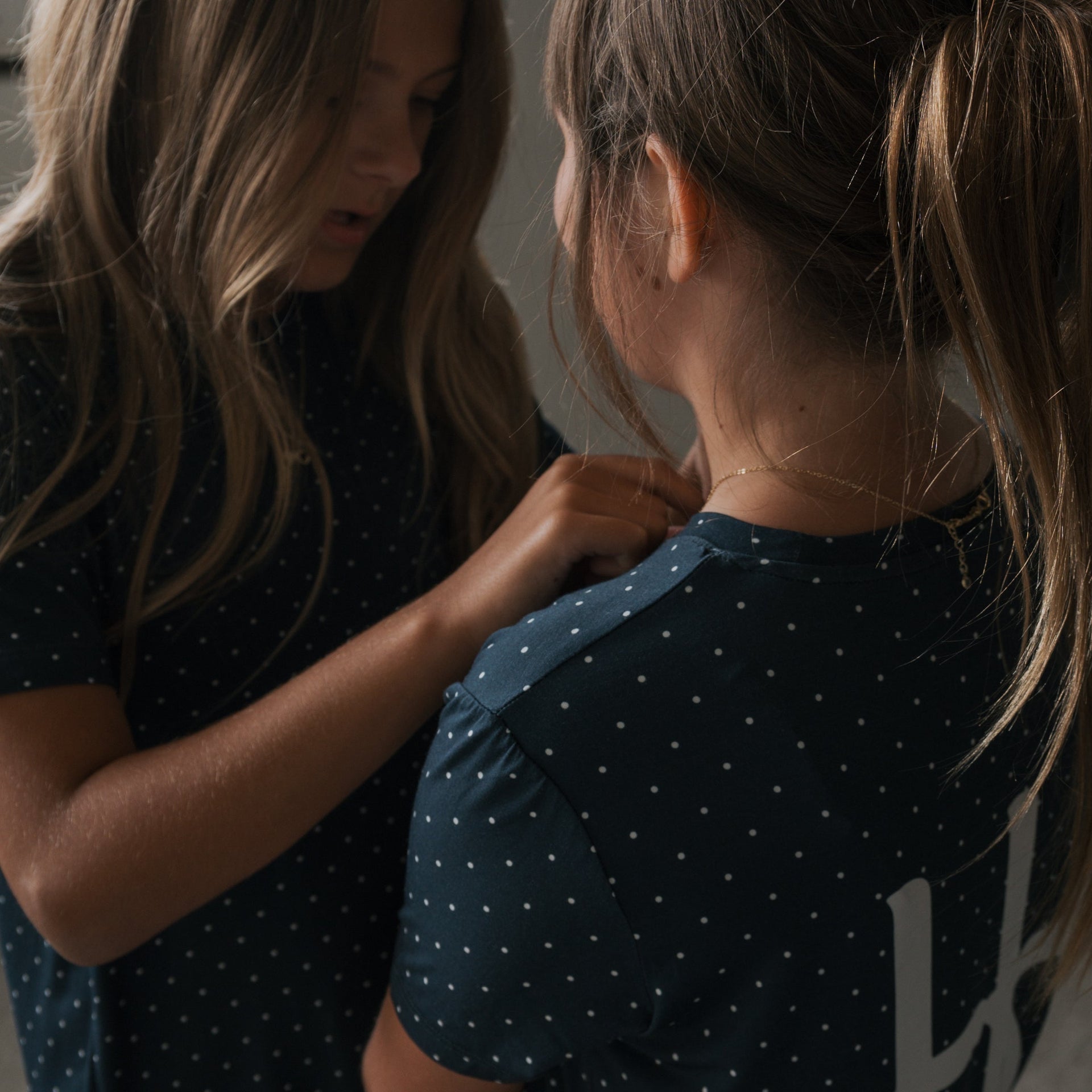Kids Bamboo Short Sleeve Lounge Set in Navy and White Polka Dot