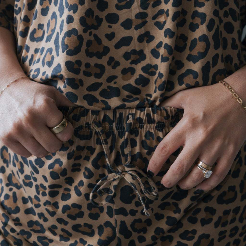 Women's Bamboo Short Set in Leopard Print - Relaxed Loungewear