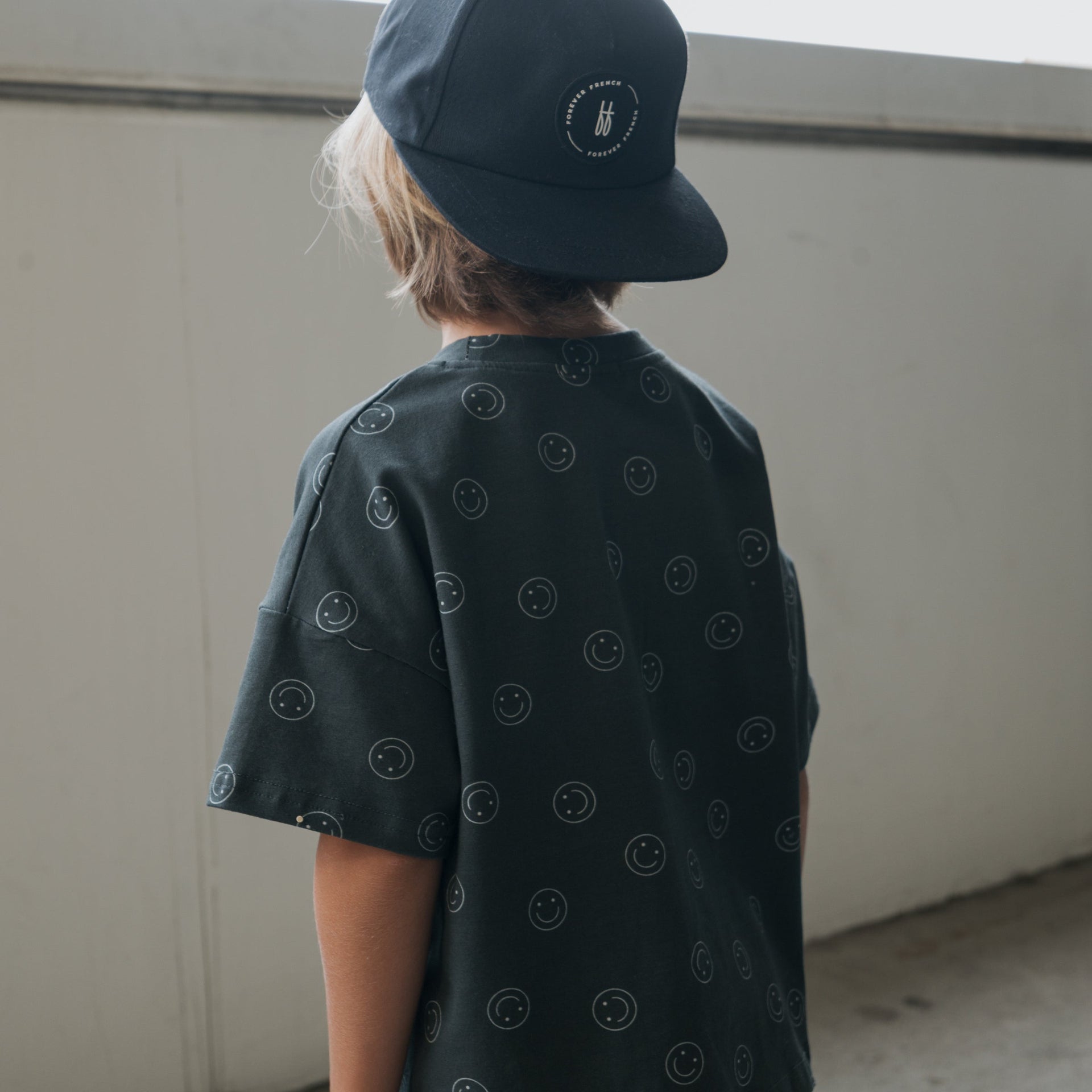 Child's Short Set with Abstract Print in Charcoal Grey
