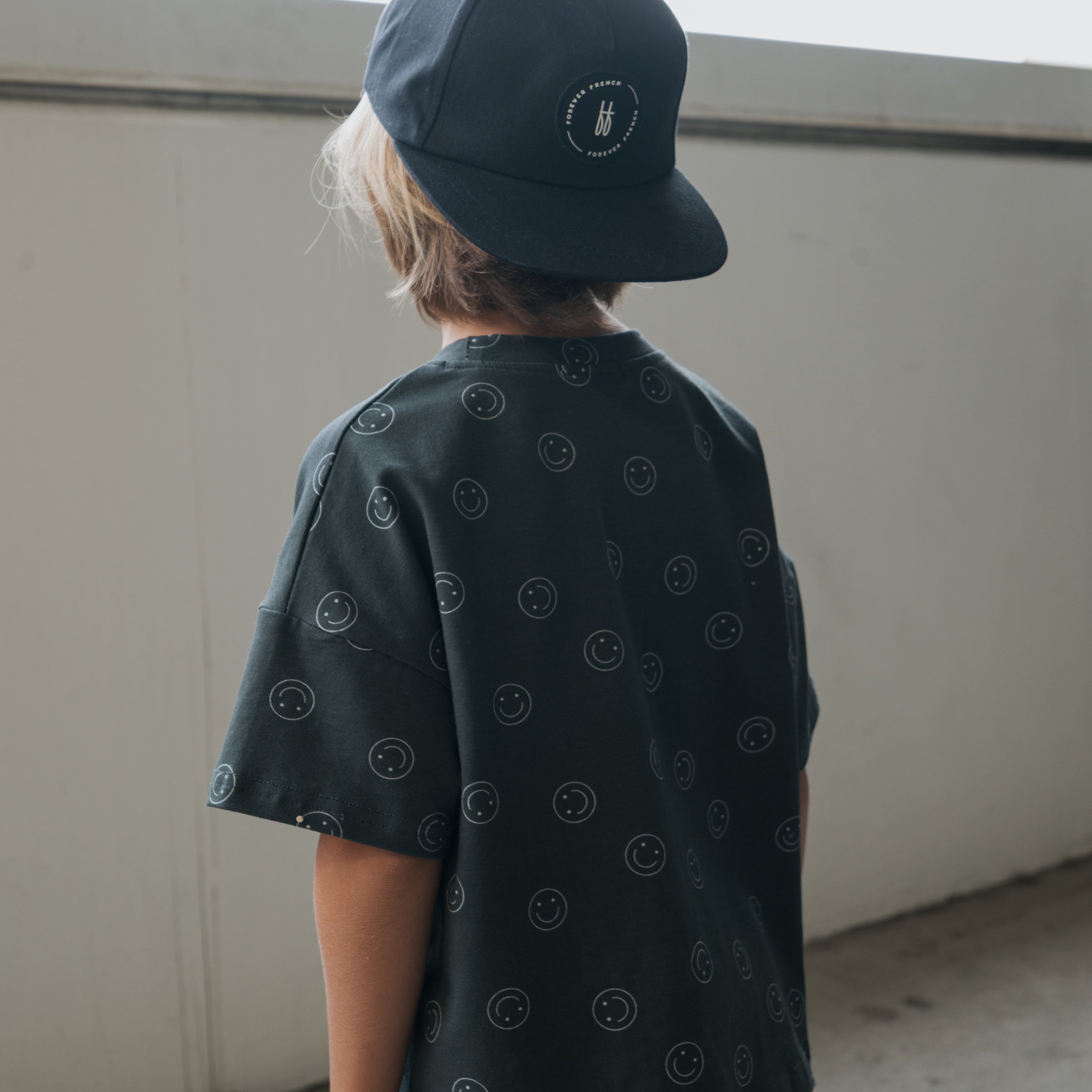 Child's Short Set with Abstract Print in Charcoal Grey