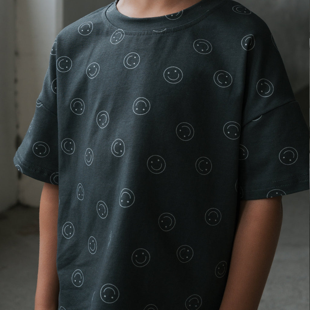 Child's Short Set with Abstract Print in Charcoal Grey