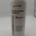 White bottle of Sexy Hair Strengthening Conditioner with gold and black typography, 33.8 oz size.
