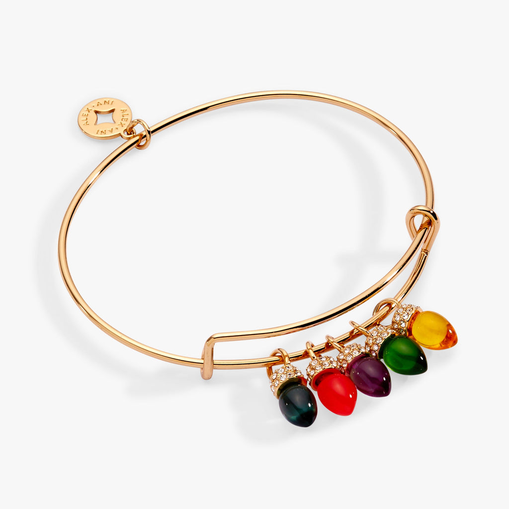 Multicolor Christmas Holiday Light Bulb Charm Bangle Bracelet