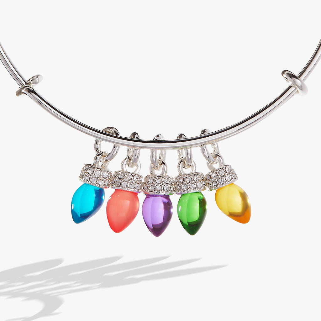 Multicolor Christmas Holiday Light Bulb Charm Bangle Bracelet