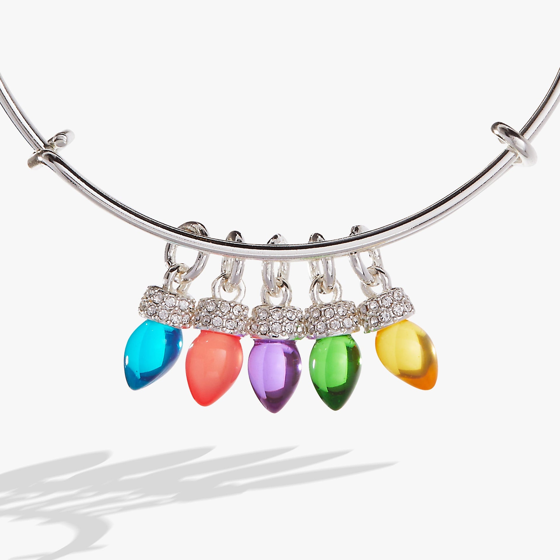 Multicolor Christmas Holiday Light Bulb Charm Bangle Bracelet