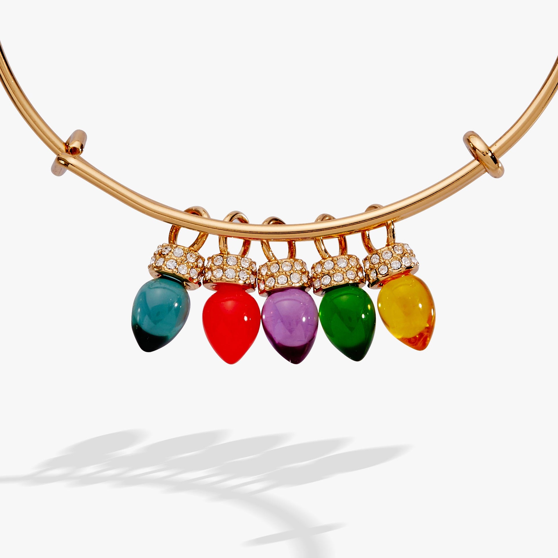 Multicolor Christmas Holiday Light Bulb Charm Bangle Bracelet