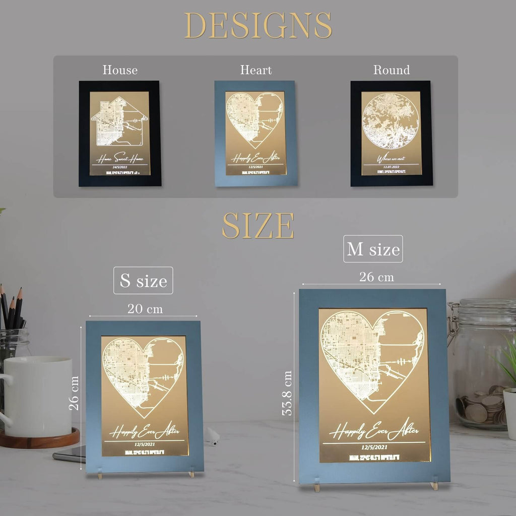 Custom City Map Light Frame - Personalized Urban Art