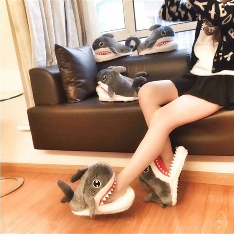 Cute Shark Slippers for Women & Girls - Plush Warm Home Footwear