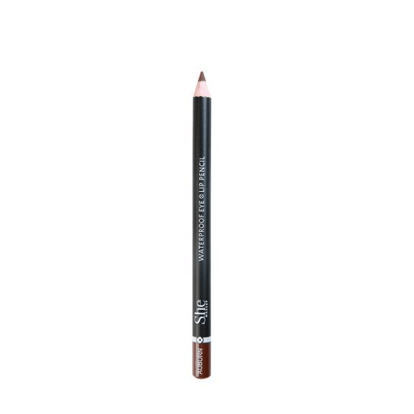 Dark Brown waterproof eye and lip pencil with built-in sharpener cap