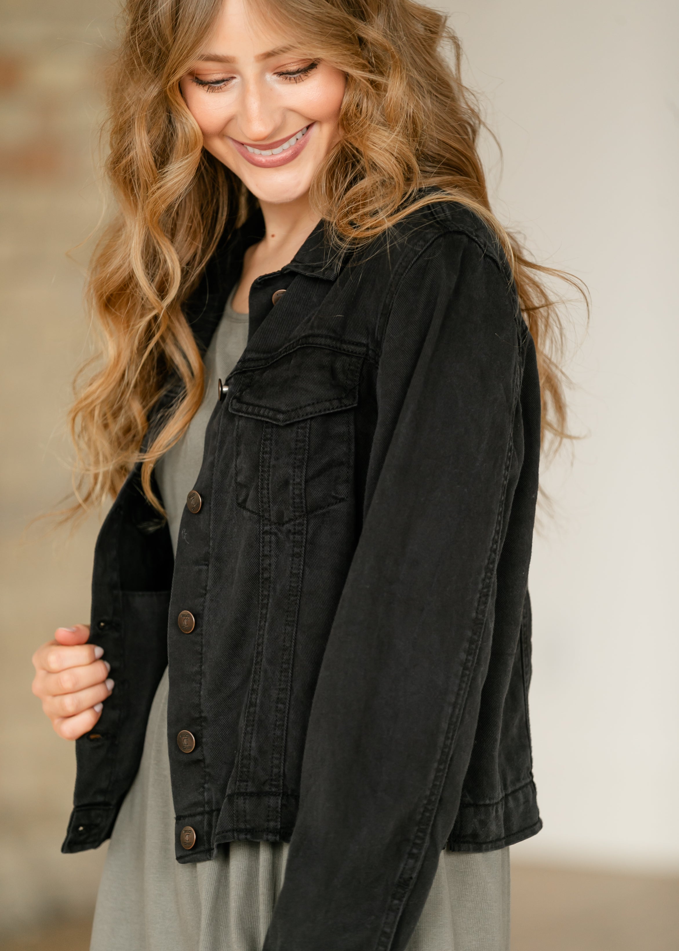 Shea Black Lightweight Denim Jacket | Classic Trucker Style