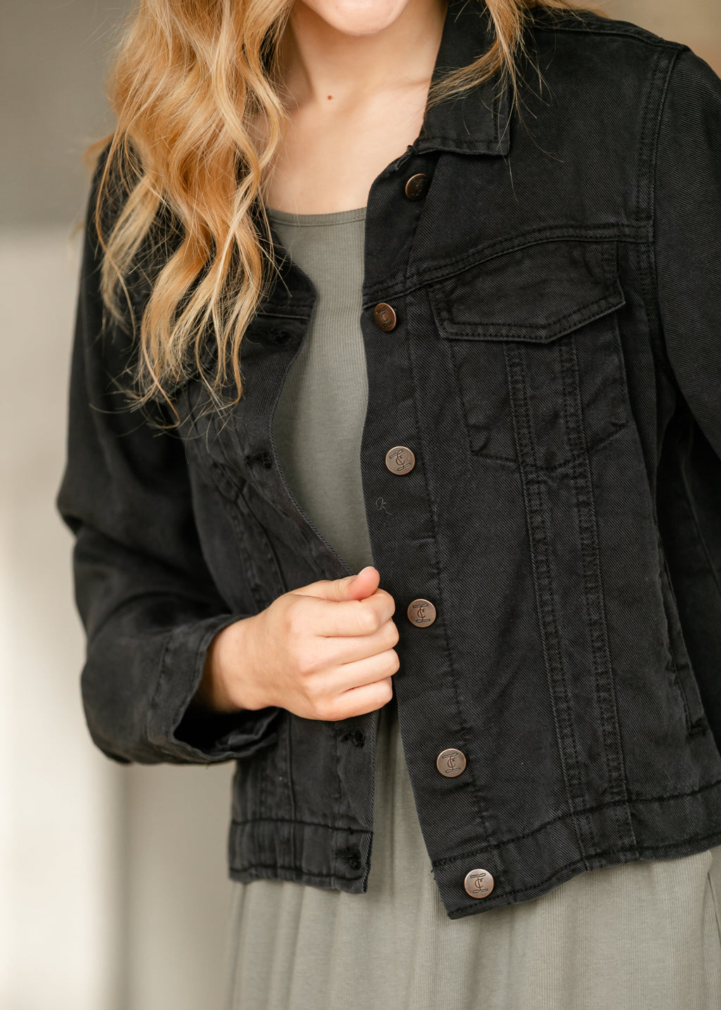 Shea Black Lightweight Denim Jacket | Classic Trucker Style
