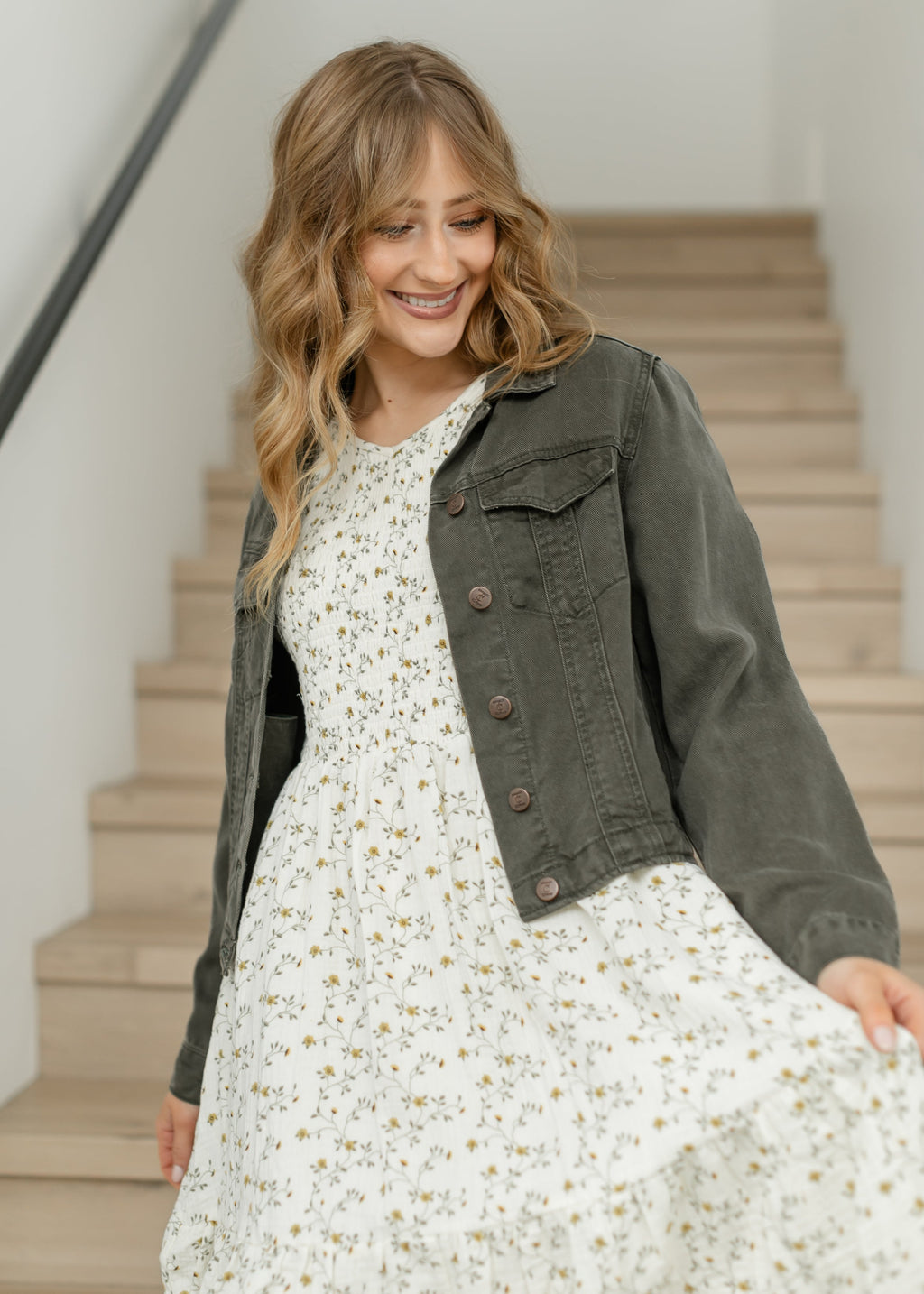 Shea Olive Lightweight Denim Trucker Jacket | Unisex