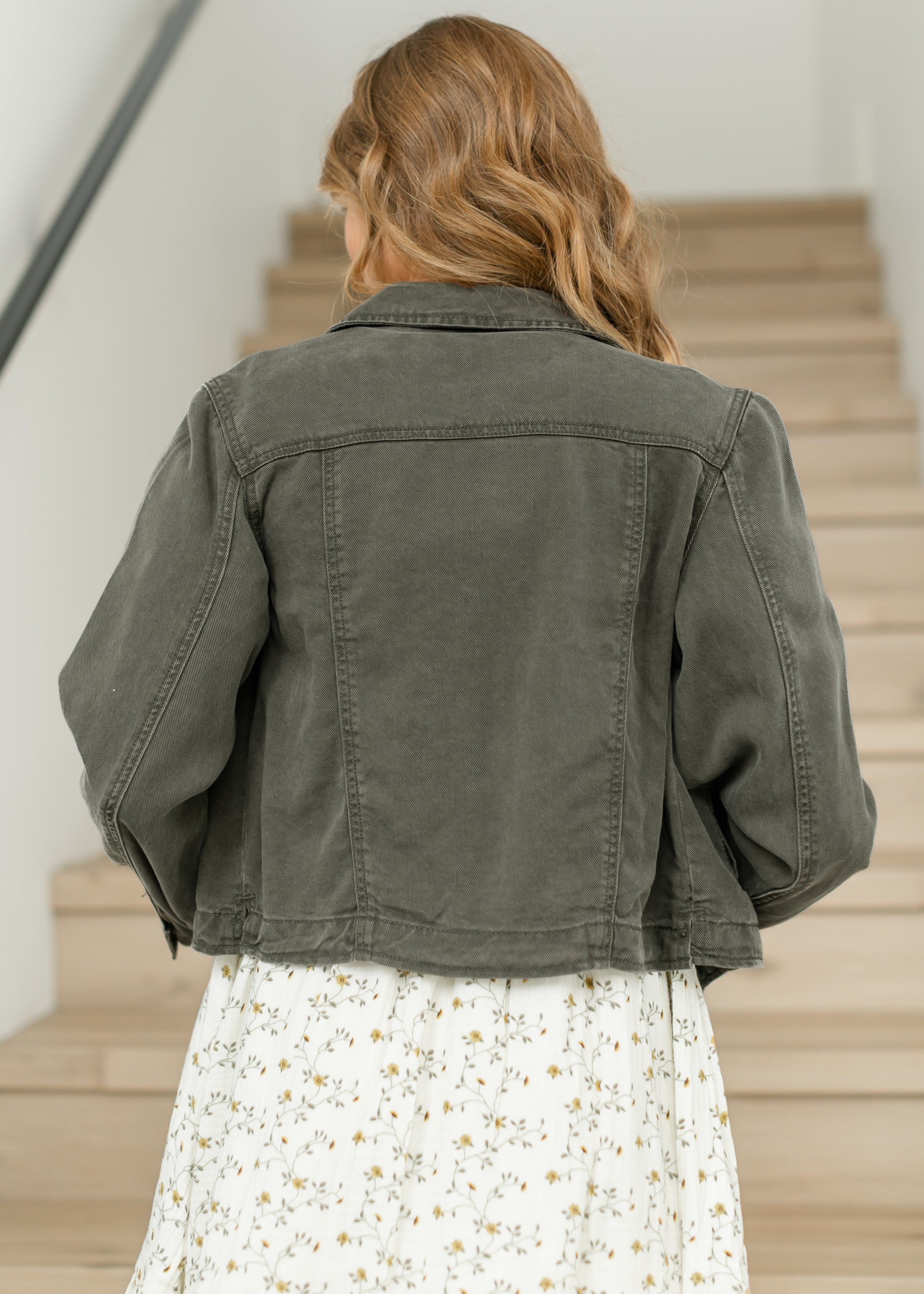 Shea Olive Lightweight Denim Trucker Jacket | Unisex