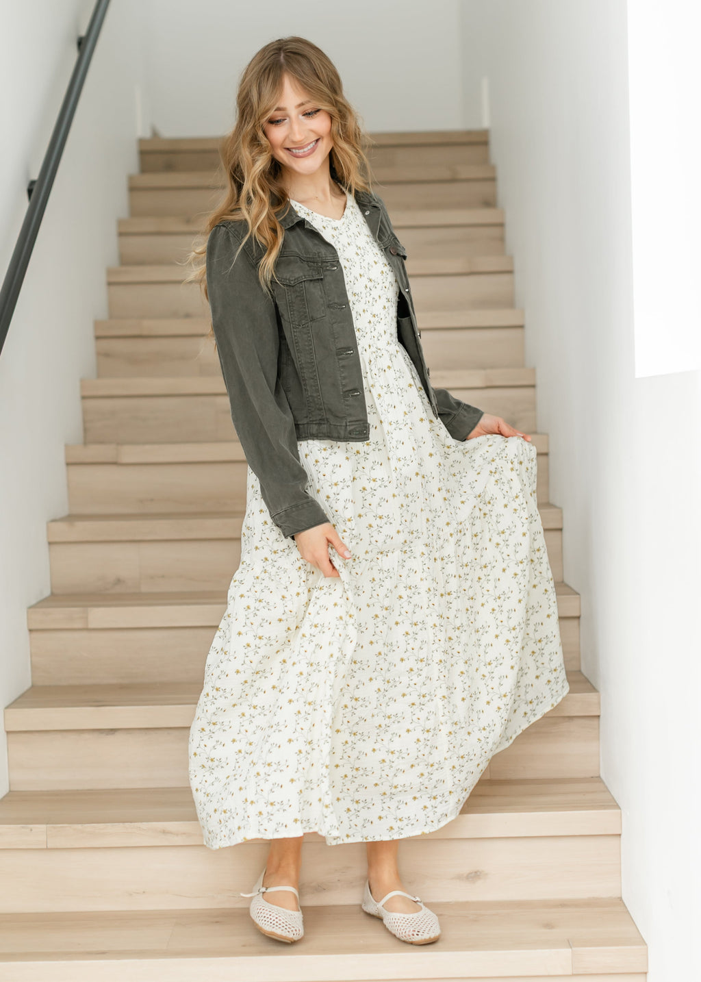 Shea Olive Lightweight Denim Trucker Jacket | Unisex