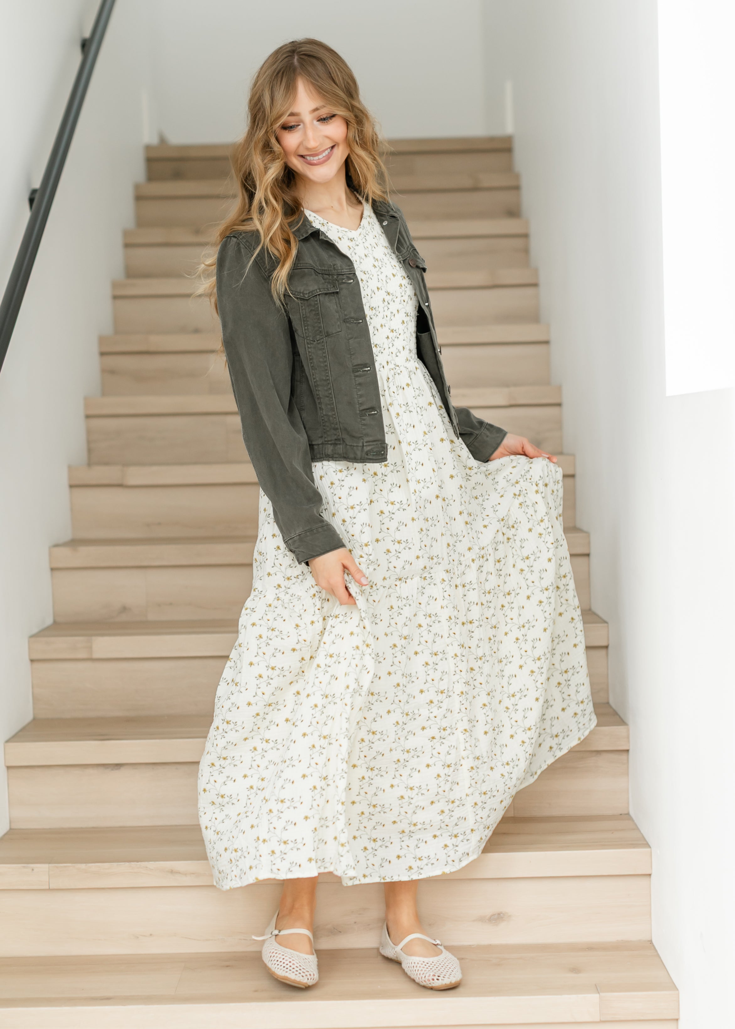 Shea Olive Lightweight Denim Trucker Jacket | Unisex