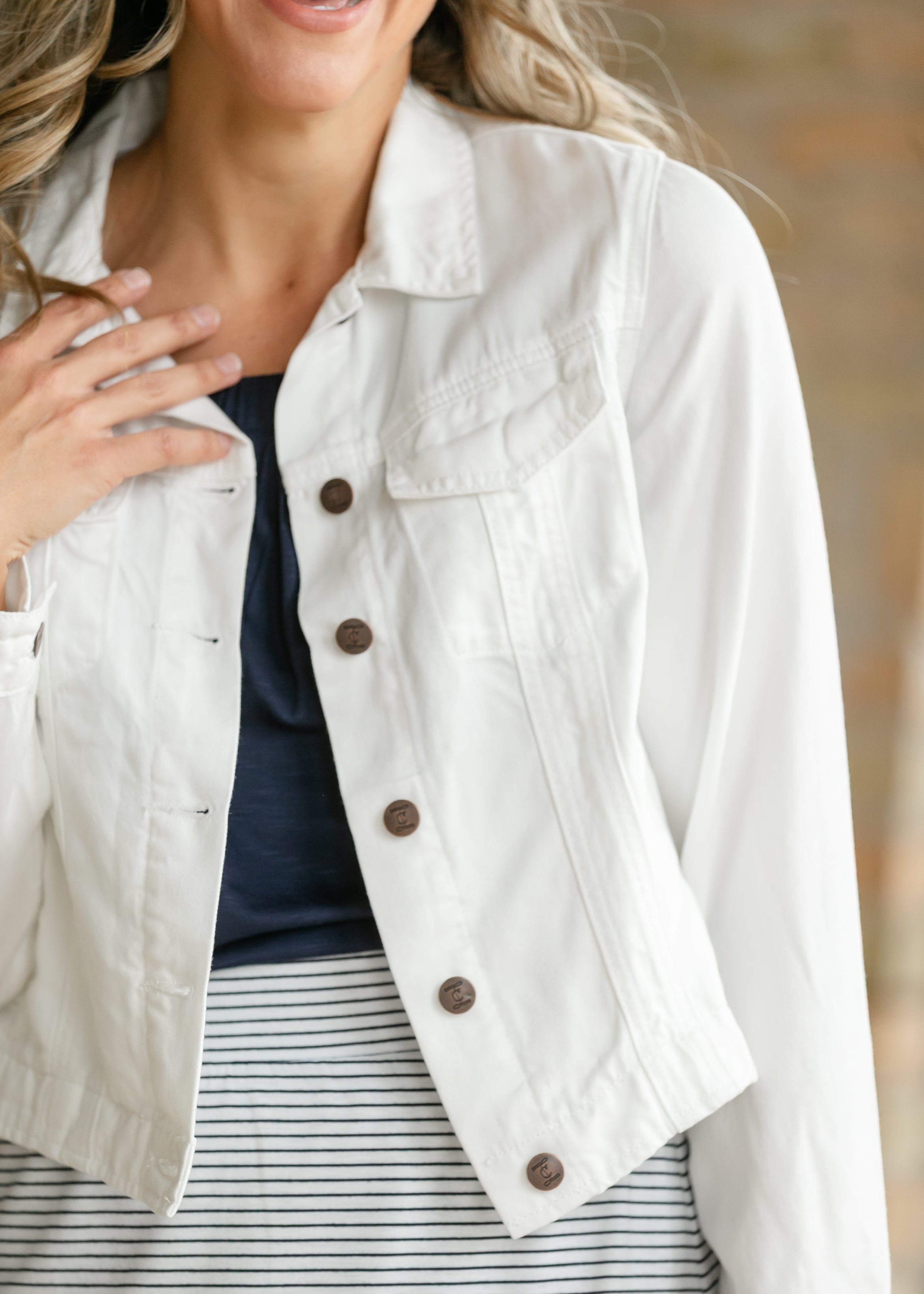 Shea White Lightweight Denim Jacket | Classic Trucker Style