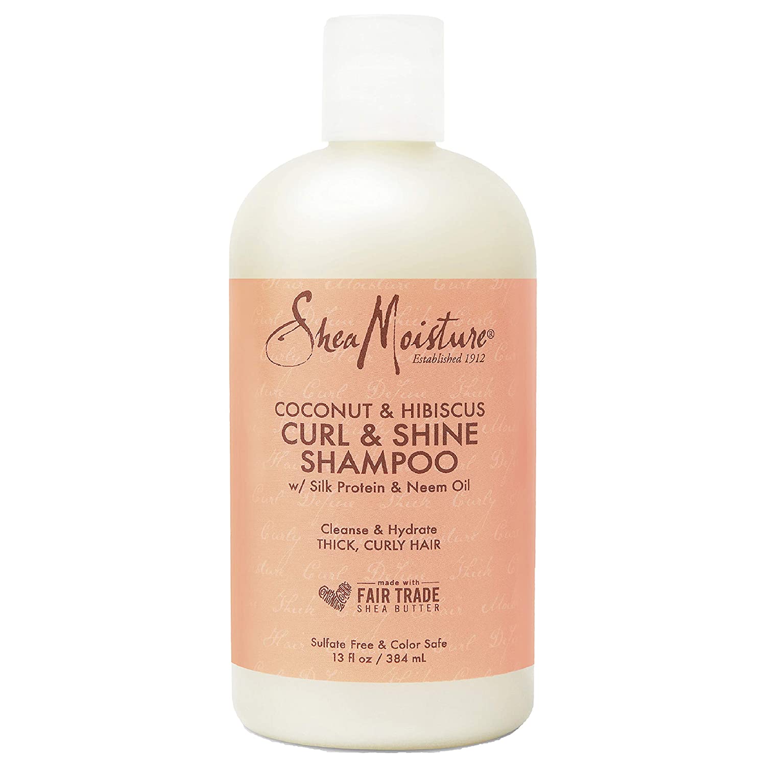 SheaMoisture Coconut & Hibiscus Curl and Shine Shampoo bottle for curly hair