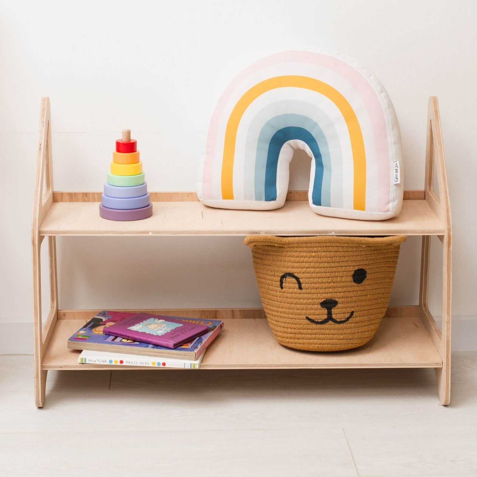 Minimalist Montessori Wooden Toy Shelf for Nursery Organization