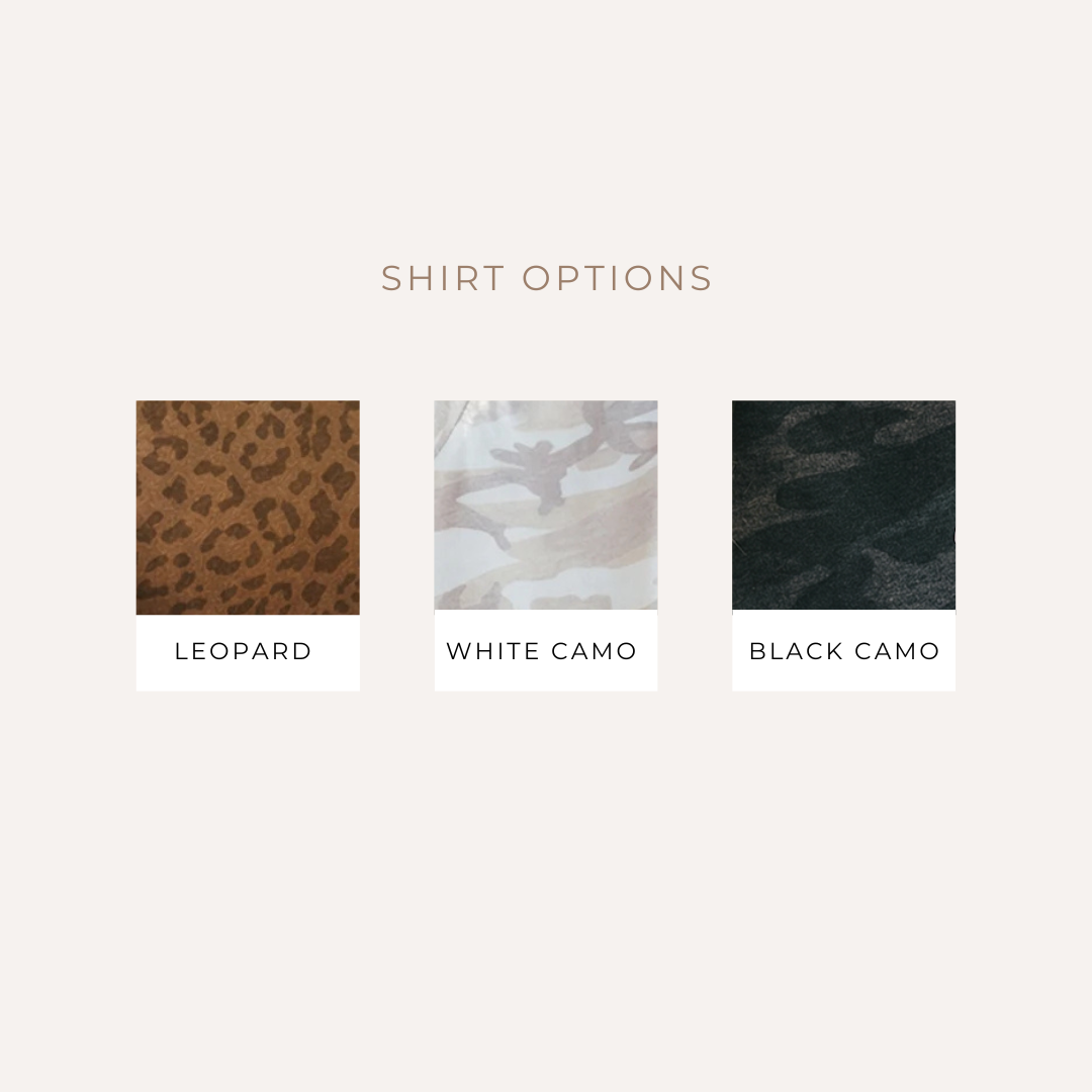 Christian Leopard and Camo Graphic Tee for Women
