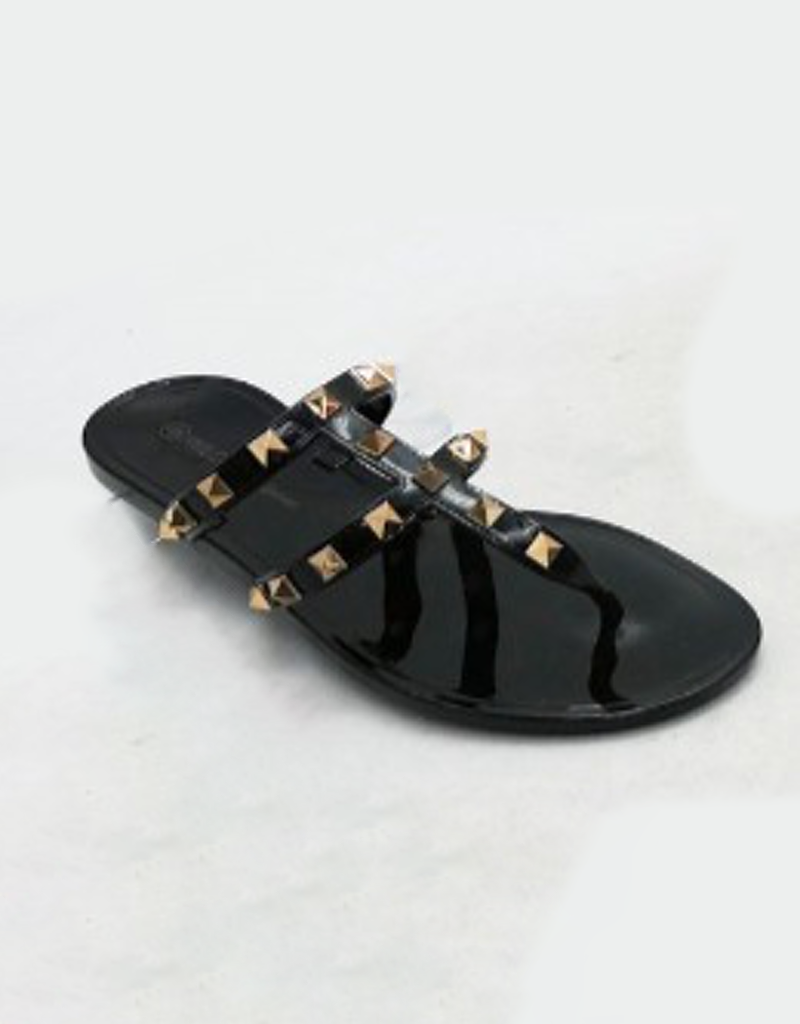 Studded Flat Sandal - Comfortable Everyday Open Toe Footwear
