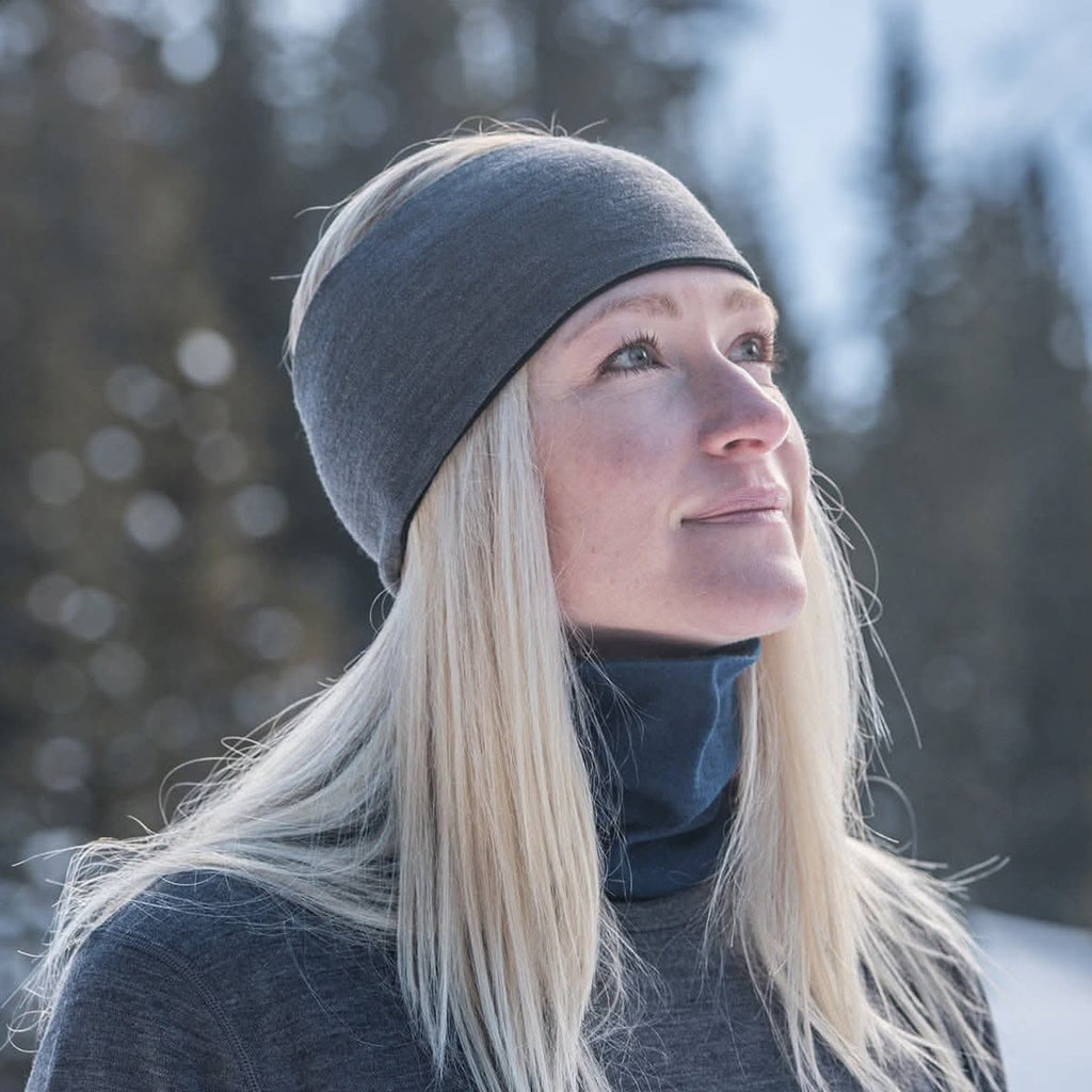 Midweight Reversible Merino Wool Headband for Winter Sports