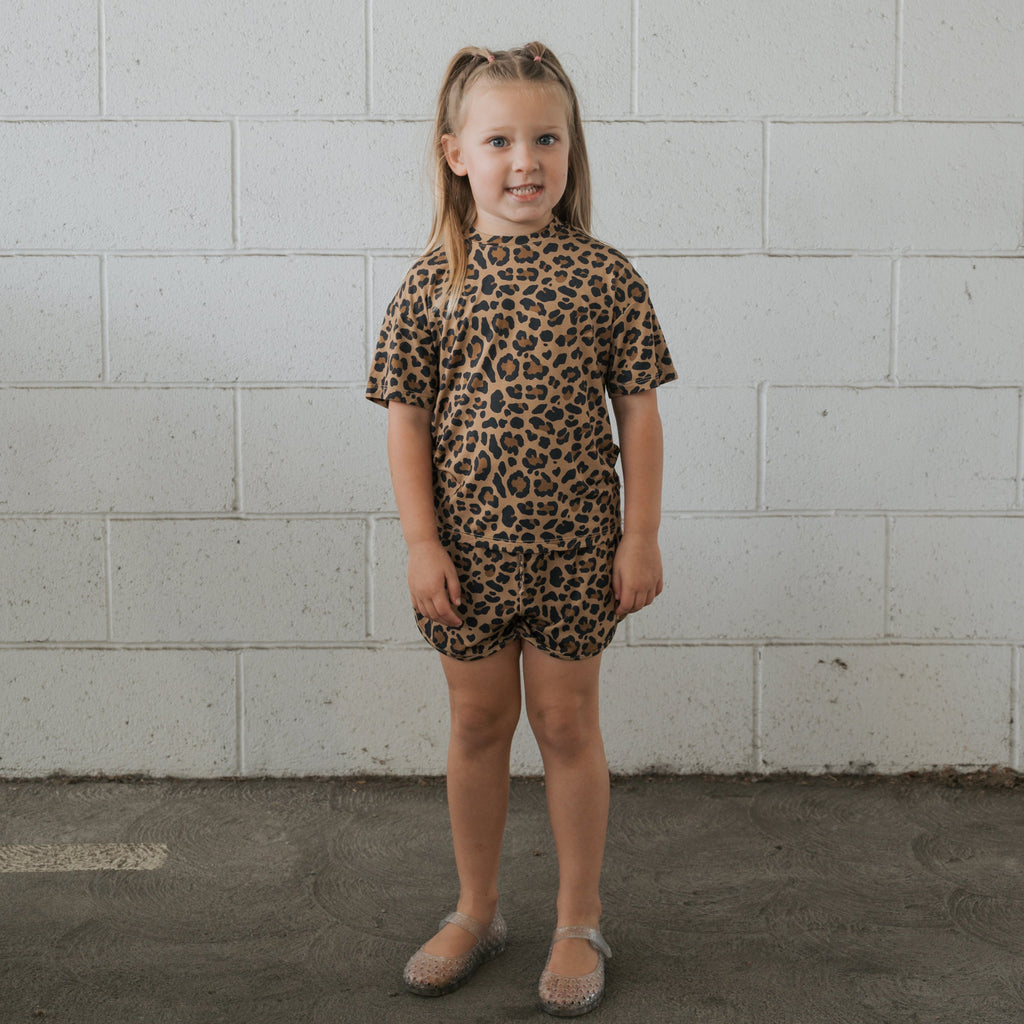 Girl's Leopard Print Bamboo Short Set Loungewear