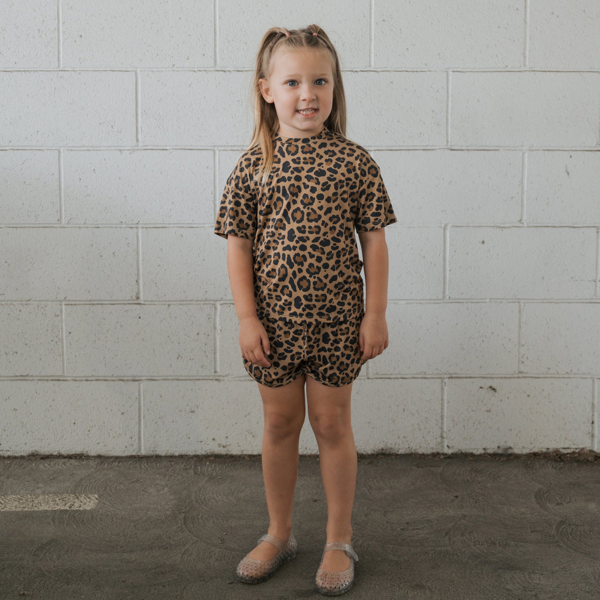 Girl's Leopard Print Bamboo Short Set Loungewear