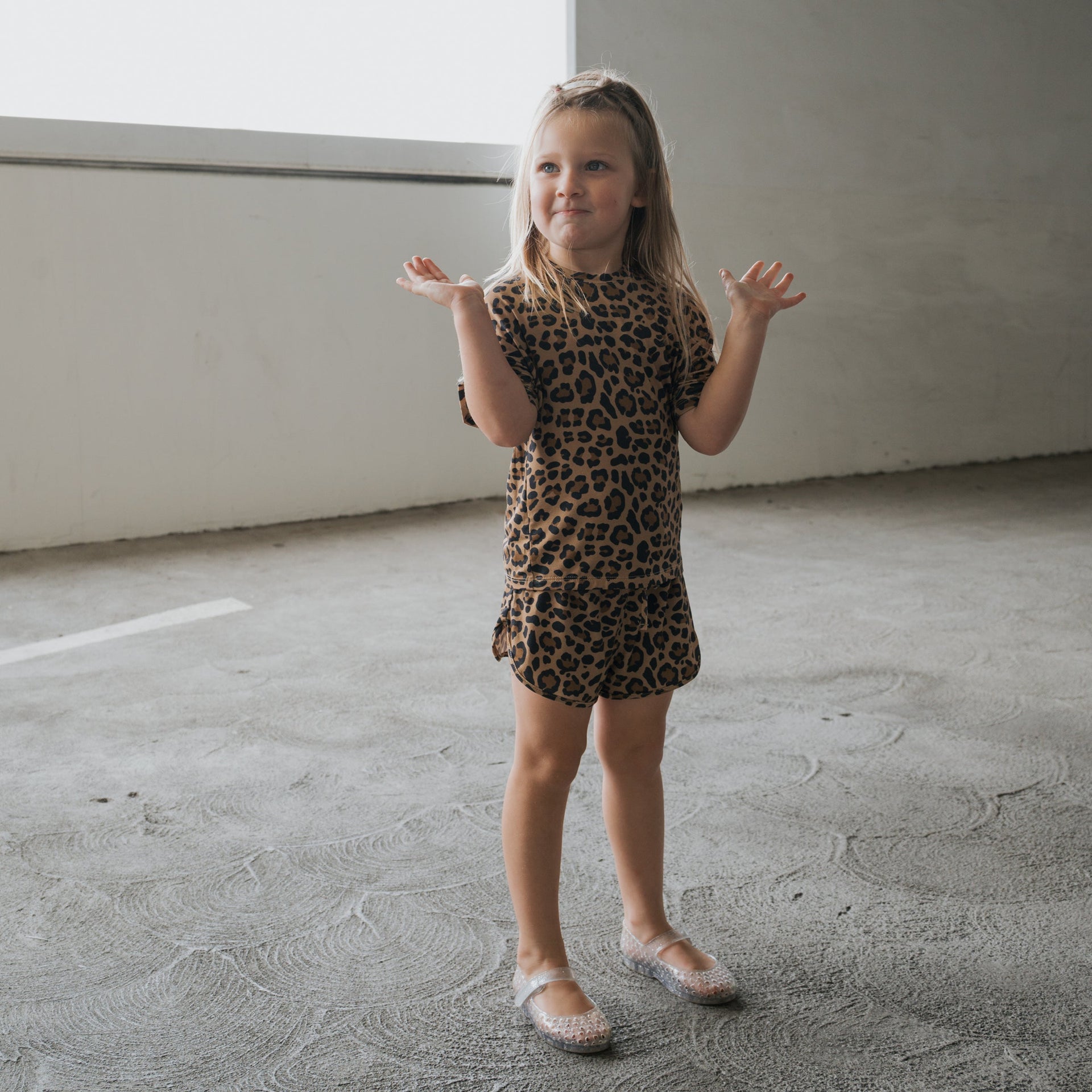 Girl's Leopard Print Bamboo Short Set Loungewear