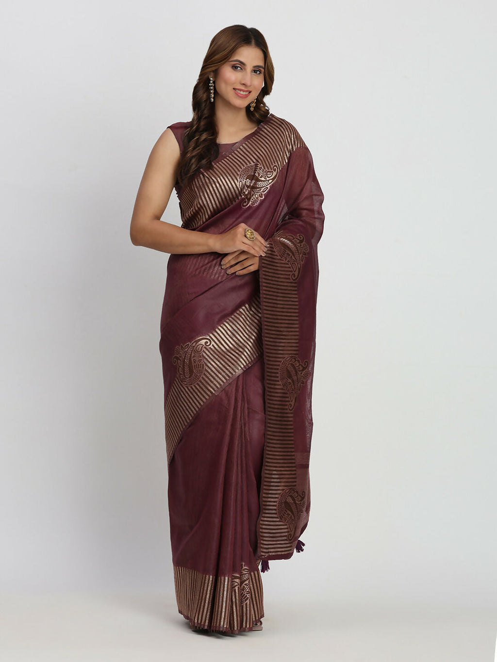 Shree Shyam Fashion Linen Cotton Purple Saree