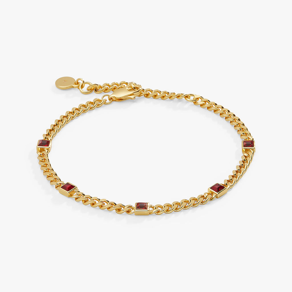 January Birthstone Scarlet Curb Chain Bracelet in Gold and Silver
