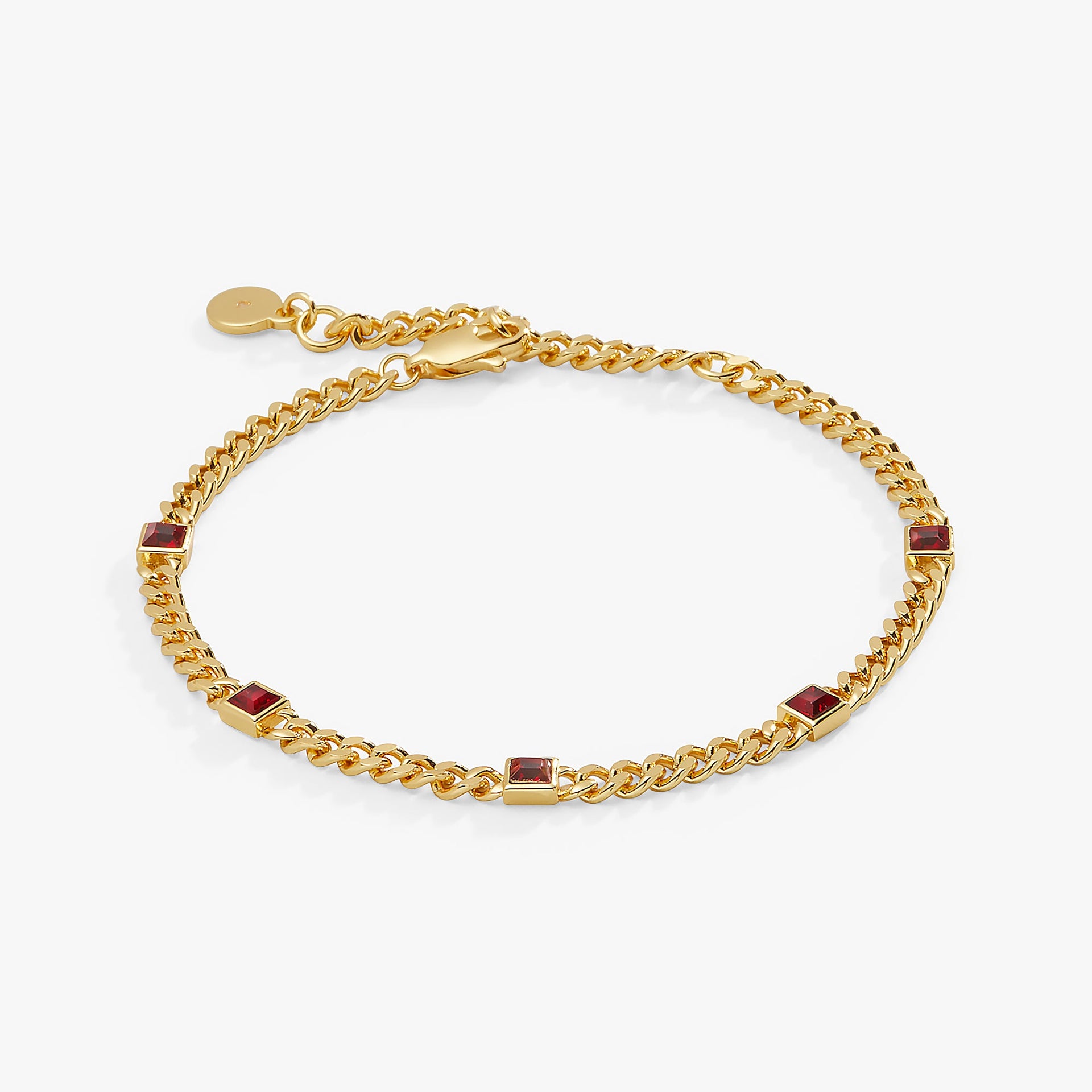 January Birthstone Scarlet Curb Chain Bracelet in Gold and Silver
