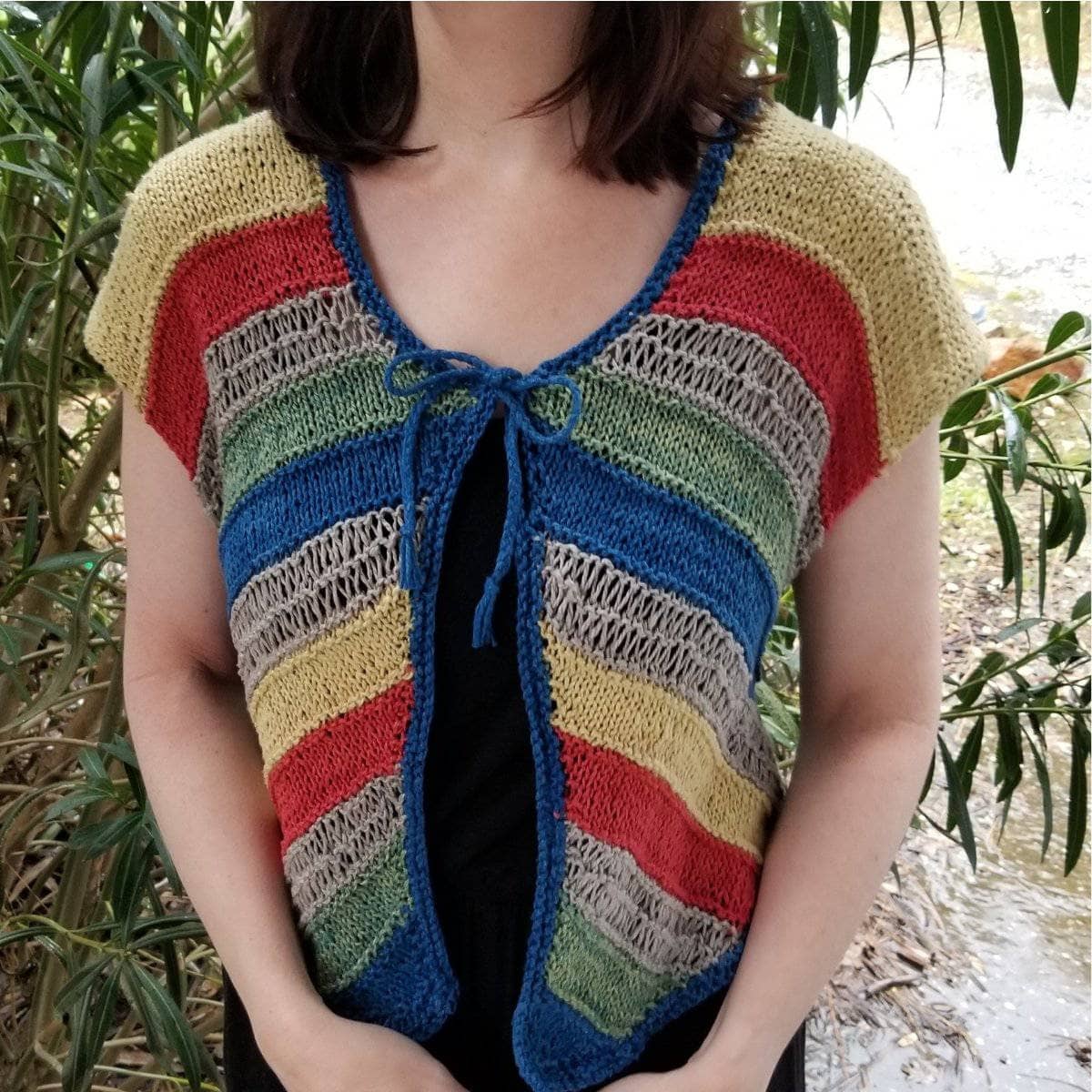 Sierra Nevada Springtime Cardigan Knitting Pattern, Striped V-Neck