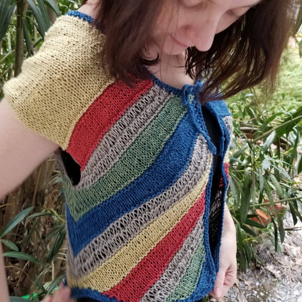 Sierra Nevada Springtime Cardigan Knitting Pattern, Striped V-Neck