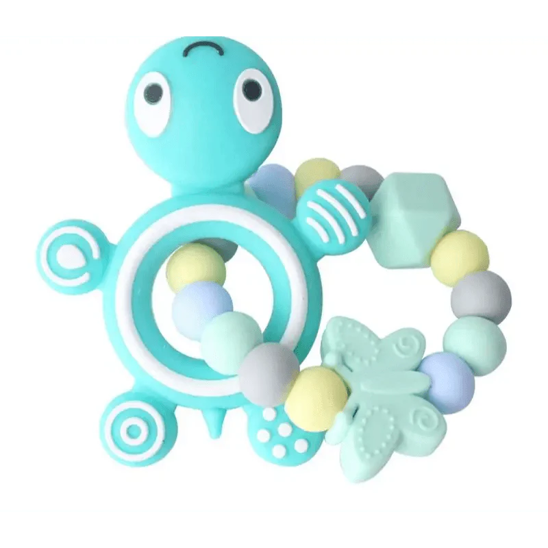 Turtle Food Grade Silicone Baby Teether for Gum Relief