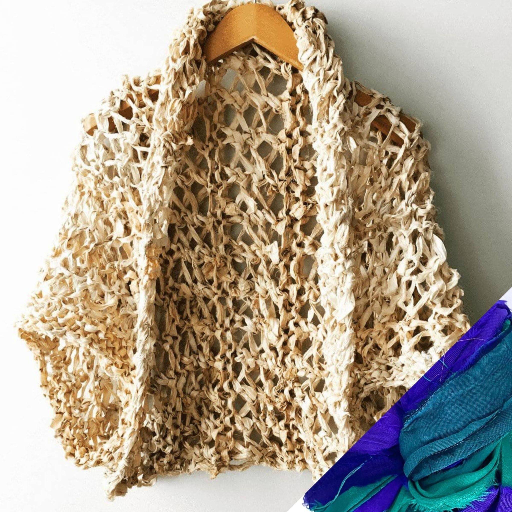 Silk Garter + Lace Cocoon Coat Knit Kit - Boho Neutral Wrap