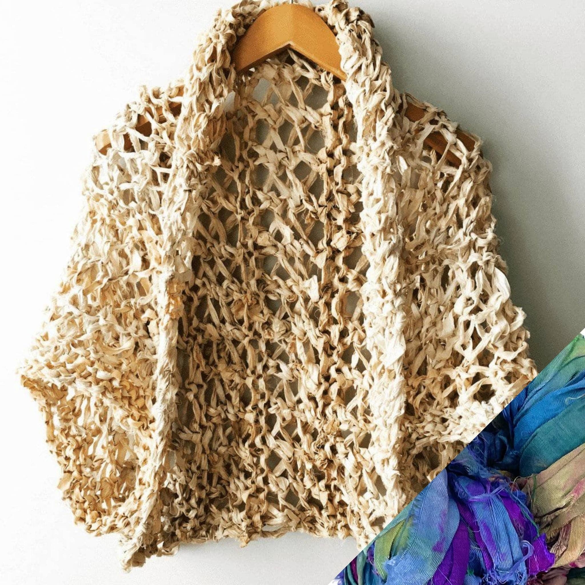 Silk Garter + Lace Cocoon Coat Knit Kit - Boho Neutral Wrap