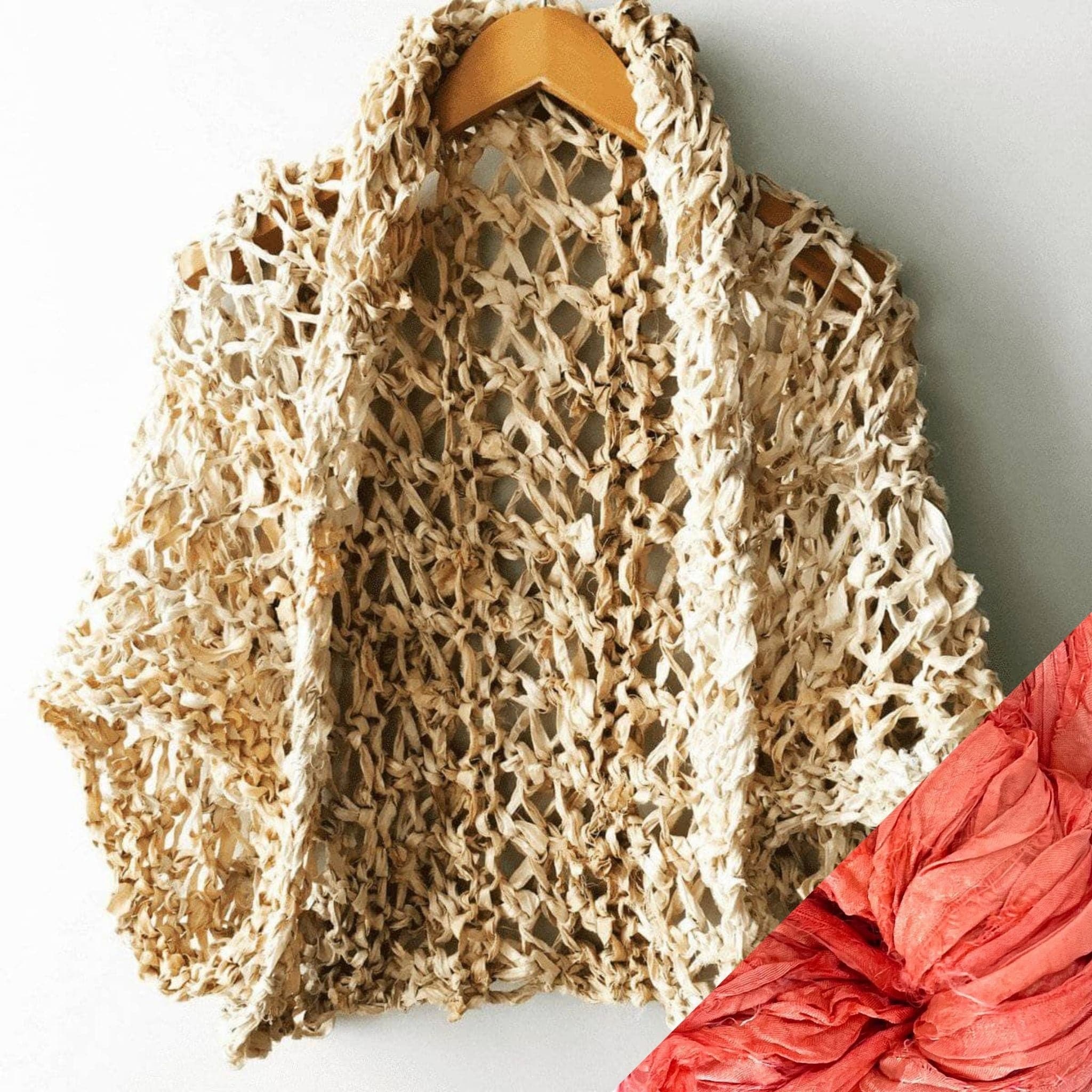 Silk Garter + Lace Cocoon Coat Knit Kit - Boho Neutral Wrap