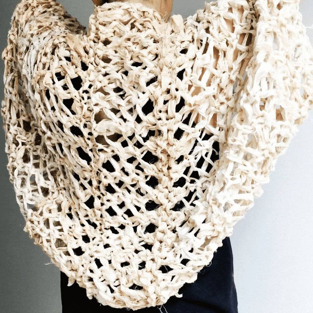 Silk Garter + Lace Cocoon Coat Knit Kit - Boho Neutral Wrap