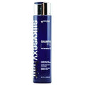 Blue and white bottle of Silky Sexy Hair Shampoo Lite for fine to normal hair.